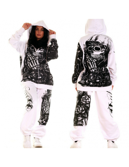 Praying Skull Ladies Sweatpants White by BSAT