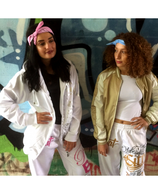 RebelBabe Hvit Joggebukse Rosa/Grå...