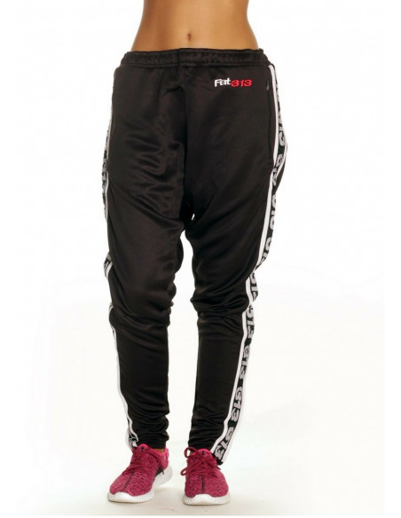 Endurance Track Pants Black with White Stripe by FAT313