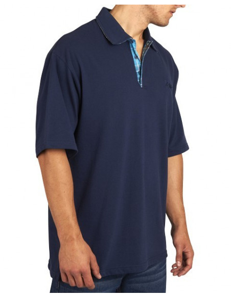 Townz Polo Shirt Plaid Marinblå