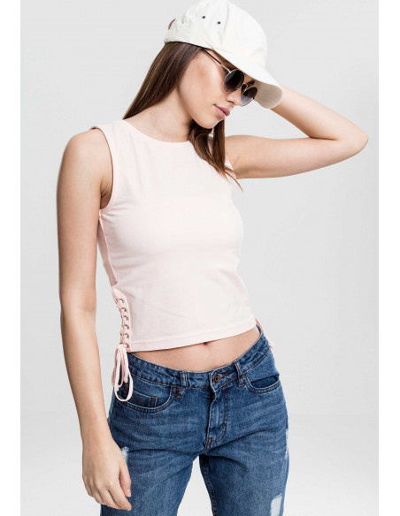 Sporty Lace Up Cropped Top Rose
