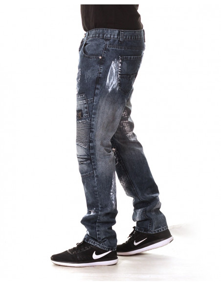 Access Denim Biker Jeans Dark Paint