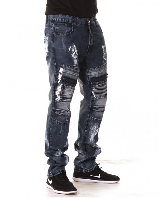 Access Denim Biker Jeans Dark Paint