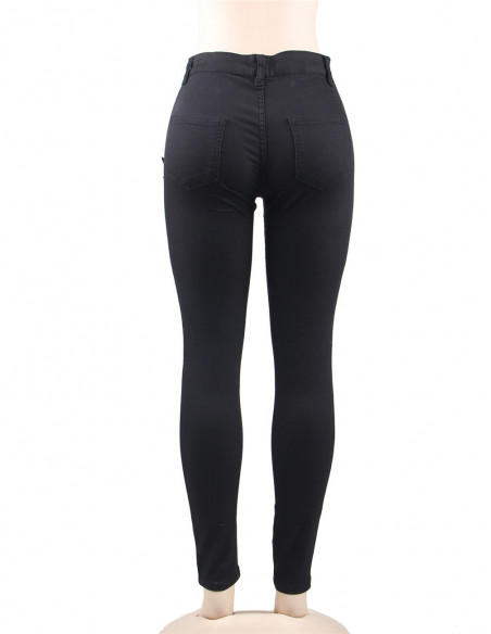 Embroidering ripped Jeans Black by Melusin