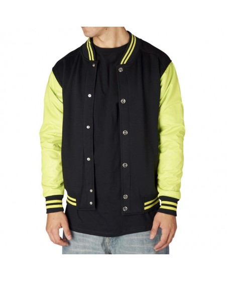 Townz CollegeLine Jakke black - neon grøn