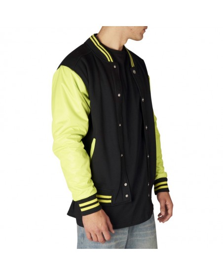 Townz CollegeLine Jakke black - neon grøn