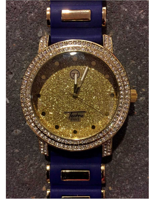 Rubber Band Watch GoldNBlue