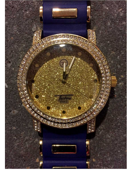 Rubber Band Watch GoldNBlue