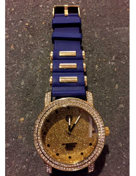 Rubber Band Watch GoldNBlue