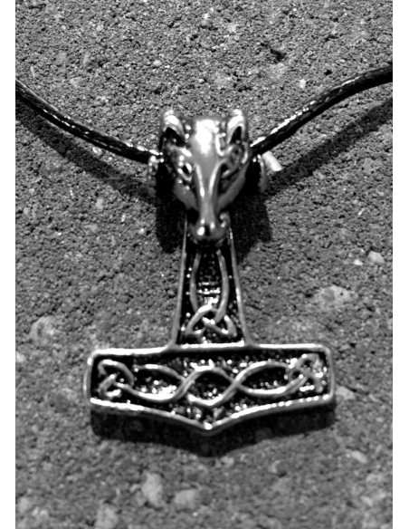Thors Hammer Necklace silverNblack