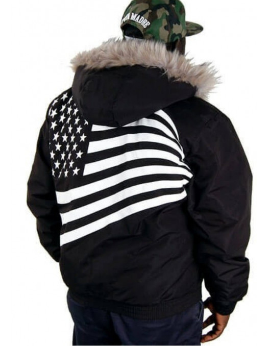 Cocaine Life Flag Winter Jacket Black
