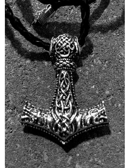 Thor's Hammer Necklace Celtic Pattern BlackNSilver