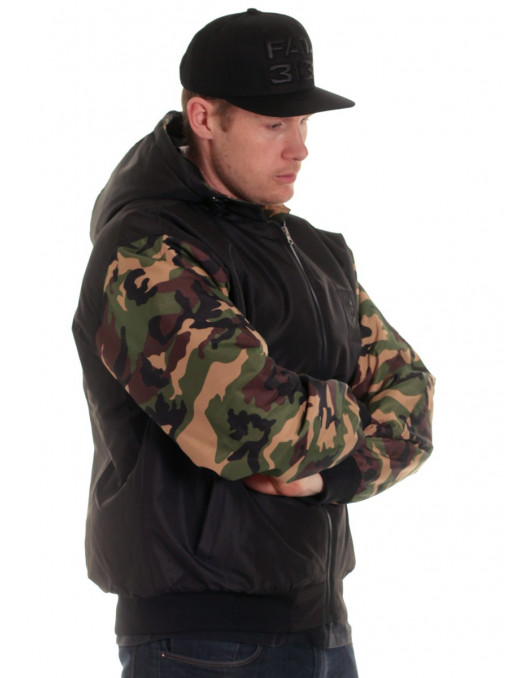 BSAT Winter Jacket BlackNCamo Woodland