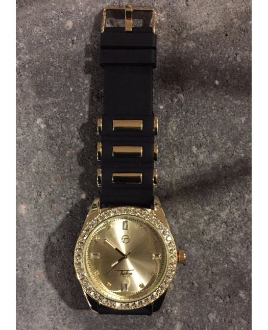 Rubber Band Watch BlackNGolden