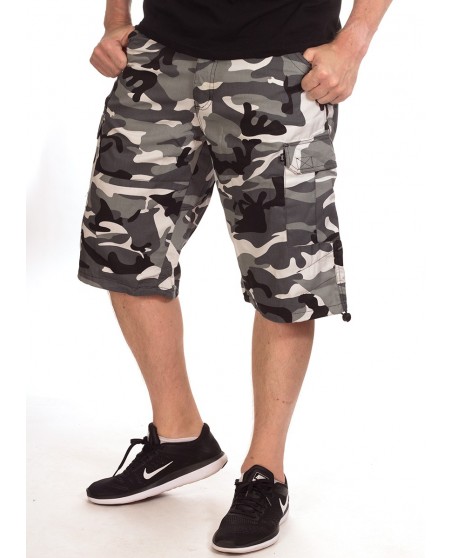 BSAT Camo Baggy Fit Cargo Shorts Urban Ice