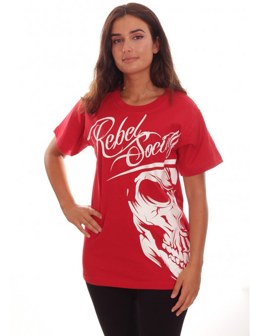 Rebel Society Skull T-Shirt Red by BSAT