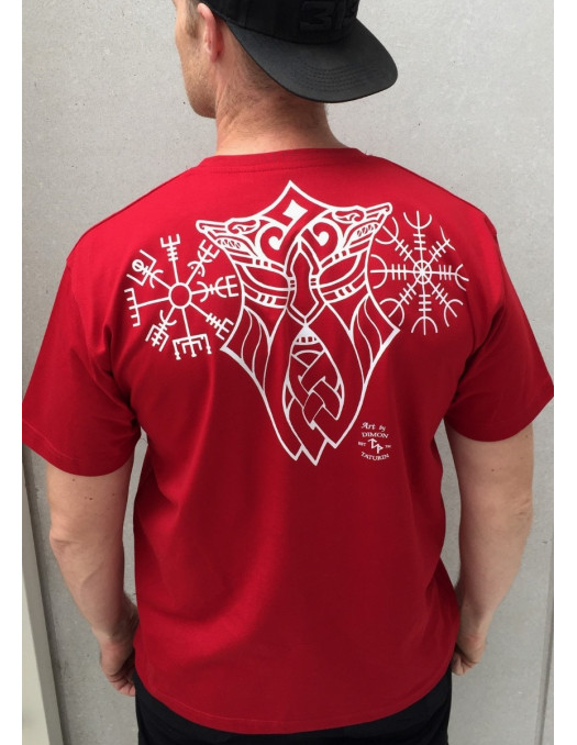 Vegvisir T-Shirt Red By Nordic Worlds Premium Cotton