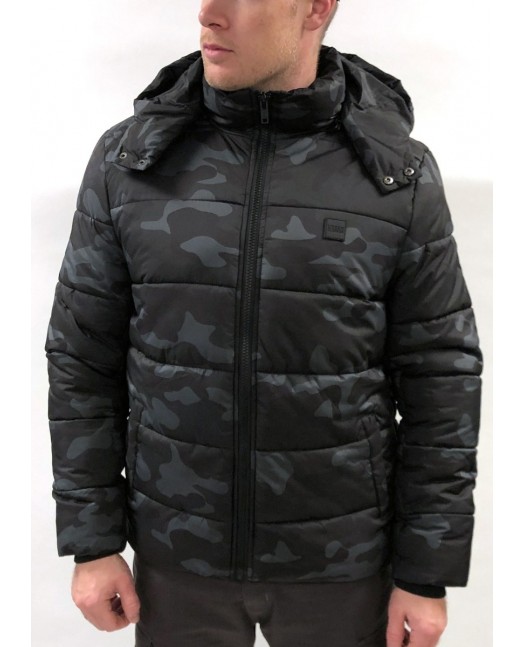 Hooded Dark Camo Puffer Jacket