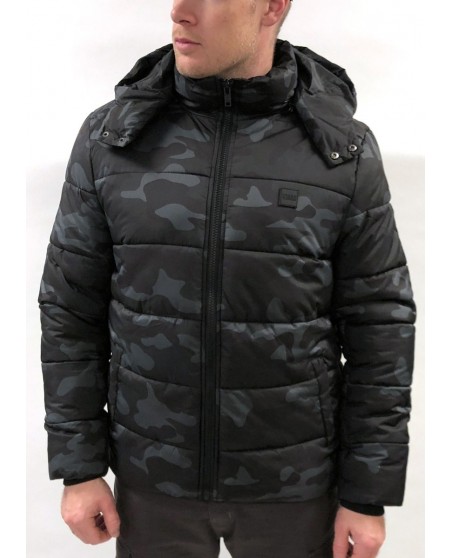 Hooded Dark Camo Puffer Jacket