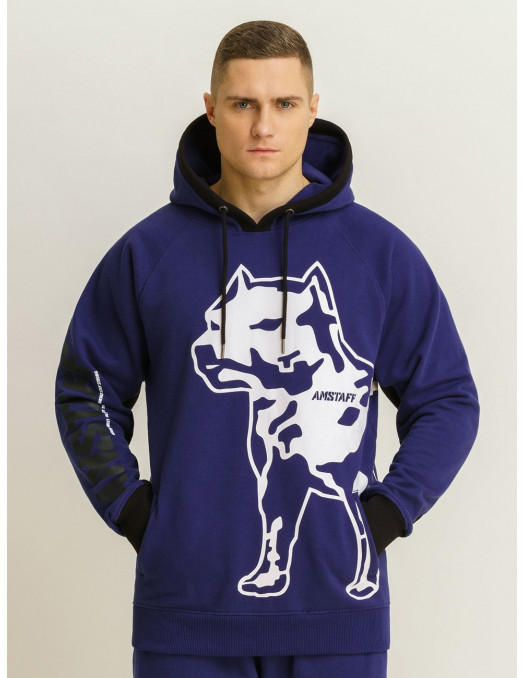 Amstaff Dog Logo Hoodie Blue