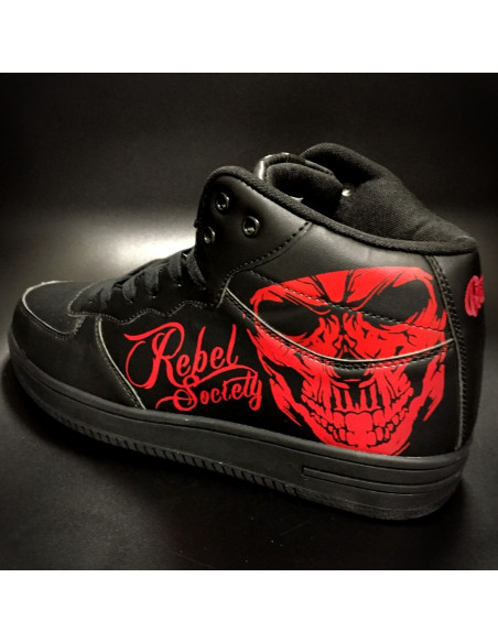 Rebel Society Skull Sneakers by BSAT BlackNRed