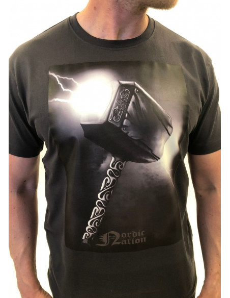 Thors Hammer T-Shirt Grey by Nordic Worlds Premium Cotton