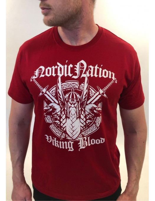 Viking Blood T-Shirt Red by Nordic Worlds Premium Cotton
