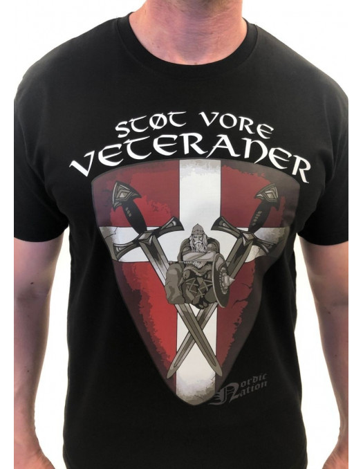 Støt vore Veteraner T-Shirt Front Black by Nordic Worlds Premium Cotton