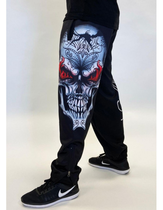 BSAT Skull On Fire Sweatpants Black