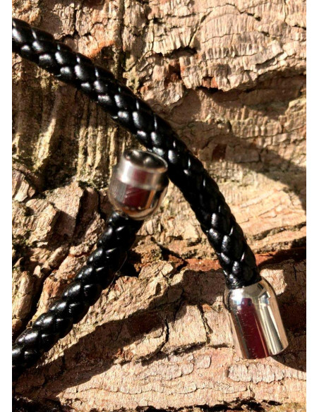 Wolf Viking Necklace Braided Artificial Leather