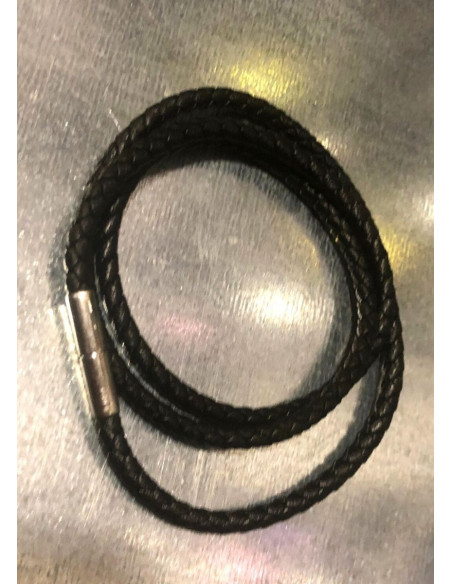 Black Braided Necklace Artificial Leather