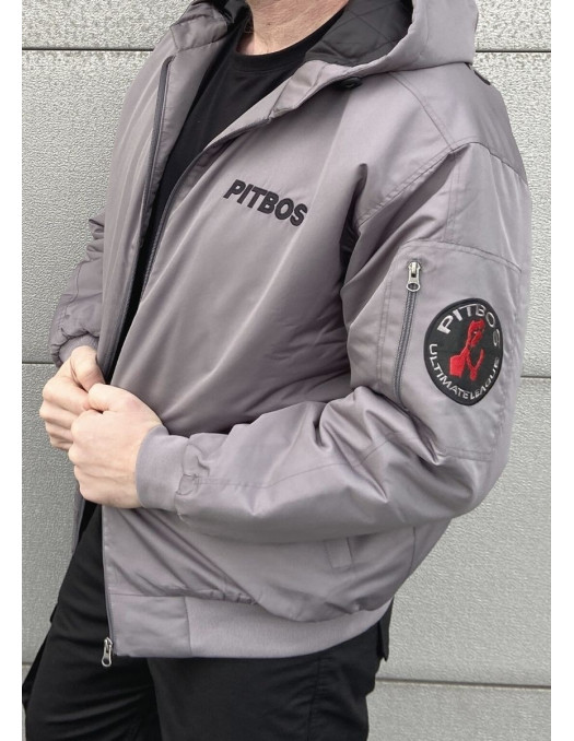 Pitbos Dog Winter Jacket GreyNBlack