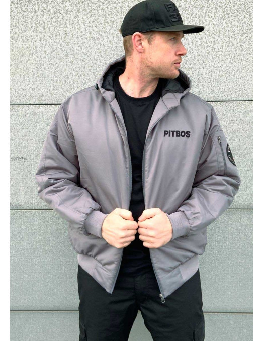 Pitbos Dog Winter Jacket GreyNBlack