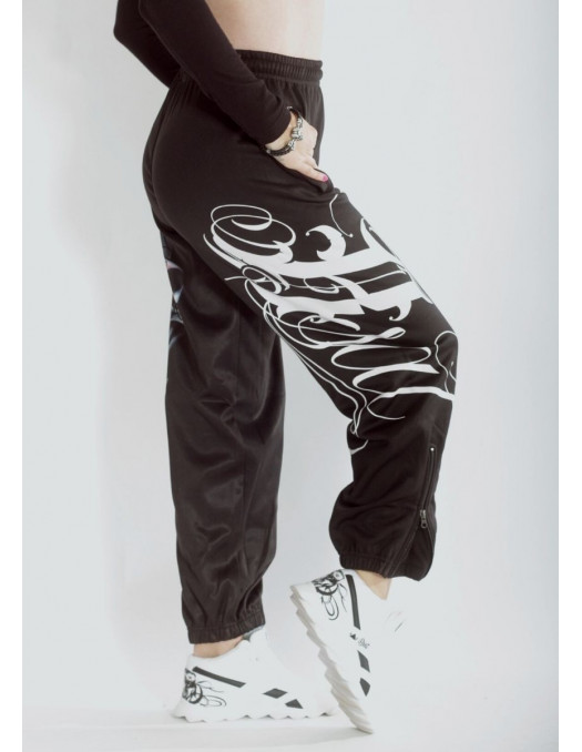 Skull On Fire Sweatpants Black by BSAT