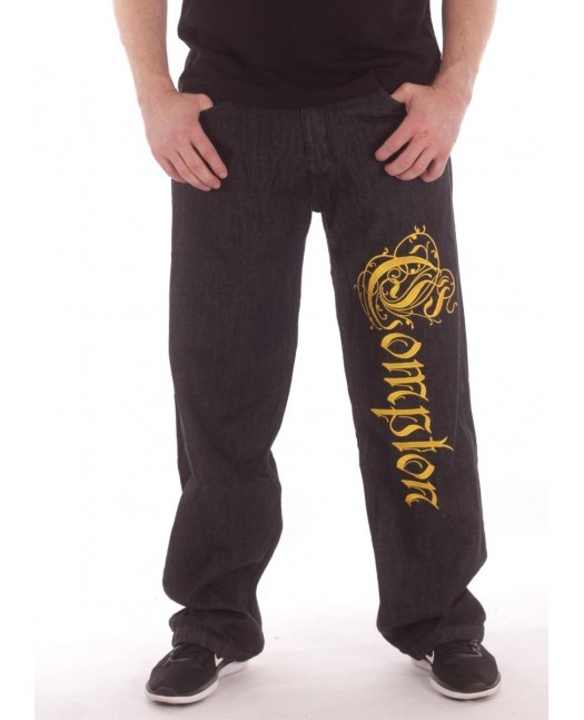 Compton Jeans BlackNGold Baggy by BSAT