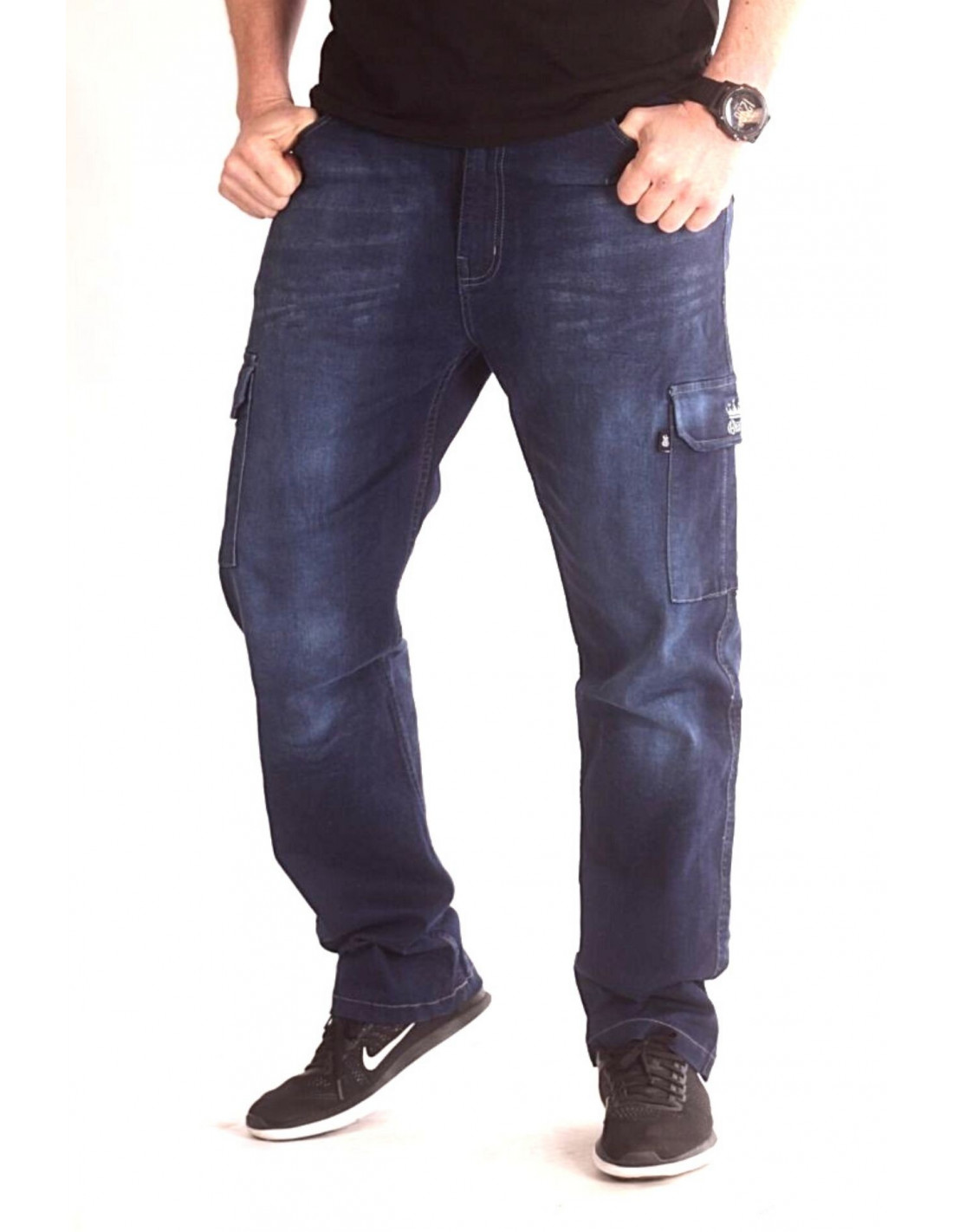 Denim Cargo Pants Dark Blue by BSAT