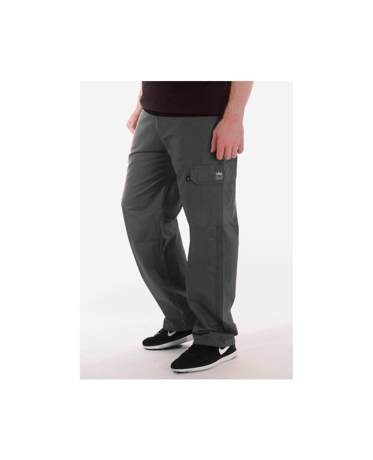 BSAT Combat Cargo Pants Dark Grey Baggy Fit