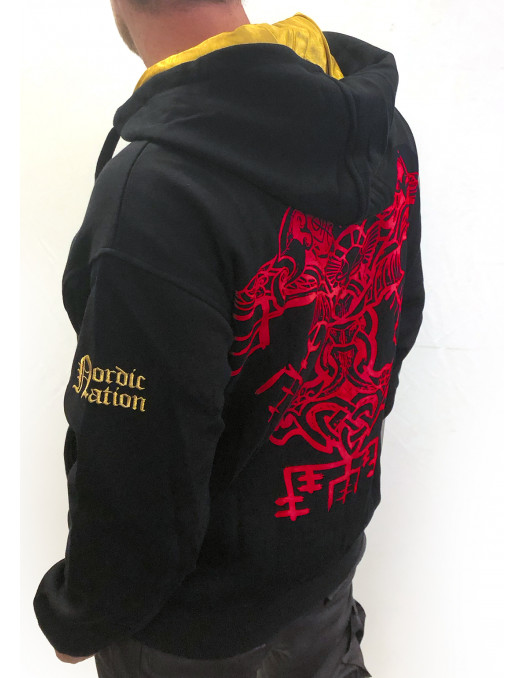 Norse Myth ZipHoodie BlackRedNGold by Nordic Worlds