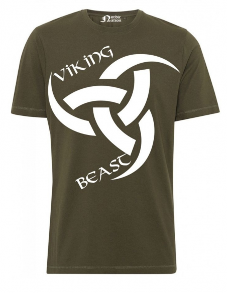Viking Beast Odins Horn T-Shirt Olive