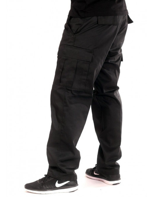 Black Cargo Pants Regular Fit by Tech...