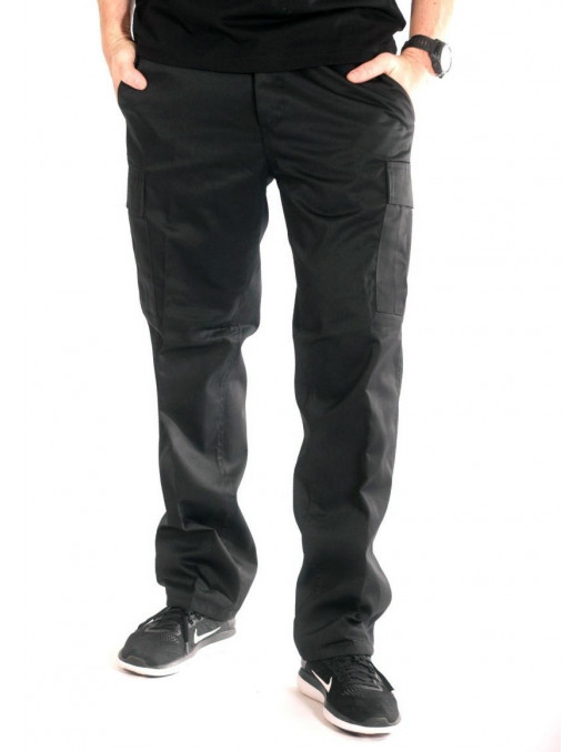 Black Cargo Pants Regular Fit by Tech...