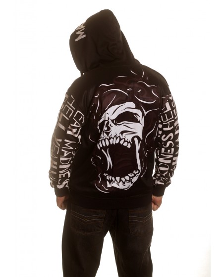 Madness Skull ZipHoodie El Barrio BlackNWhite by BSAT