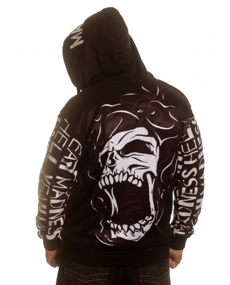 Madness Skull ZipHoodie El Barrio BlackNWhite by BSAT