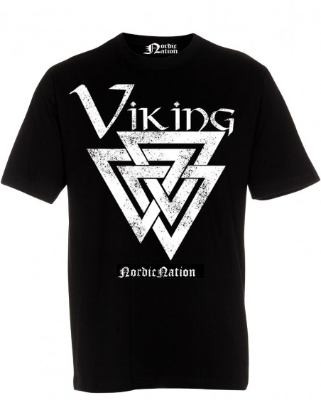 Viking Valknut T-Shirt BlackNWhite by Nordic Worlds