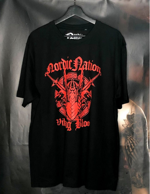 Viking Blood T-Shirt BlackNRed by Nordic Worlds Premium Cotton