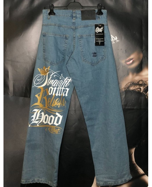 Rebels Hood Baggy Jeans Vintage Blue