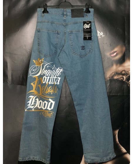 Rebels Hood Baggy Jeans Vintage Blue