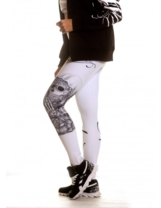Praying Skull White Leggings