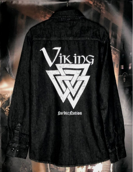 Viking Valknut Denim Shirt by Nordic Worlds