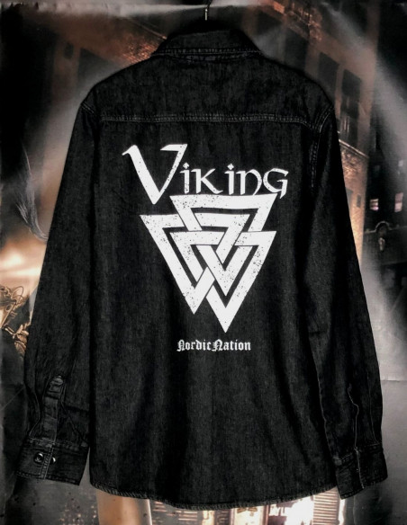 Viking Valknut Denim Shirt by Nordic Worlds